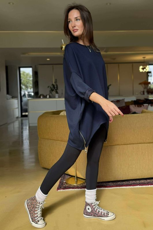 The Soft Tech Jersey Zippy Sweatshirt Navy